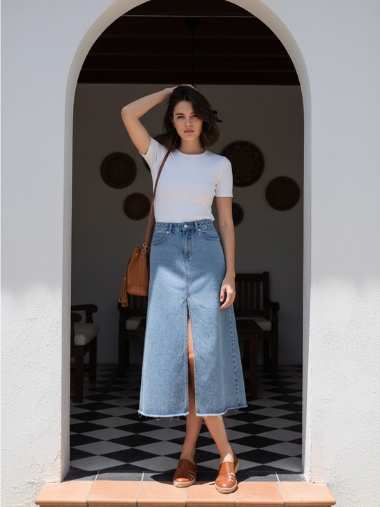 Aaron & Amber Dresses & Skirts - Aaron & Amber washed denim maxi skirt